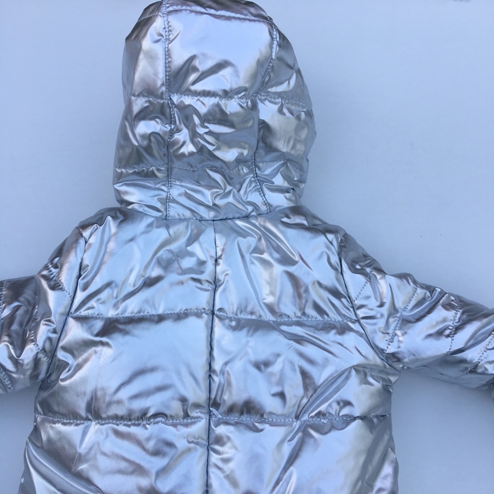 Gymboree Infant Baby Newborn 0 Mths Bunting Silver One Piece Puffer Snowsuit New - Picture 5 of 12